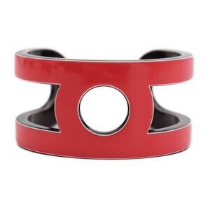 Hermes Variation Bangle Lacquered Wood Pinkish Black Cuff Bracelet